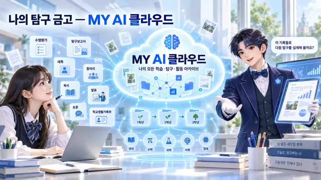 나만의 학생부 금고 — MY 탐구수행 클라우드. 나의 모든 학습 · 탐구 · 활동 아카이브. 이 기록들로 다음 탐구를 설계해 볼까요?