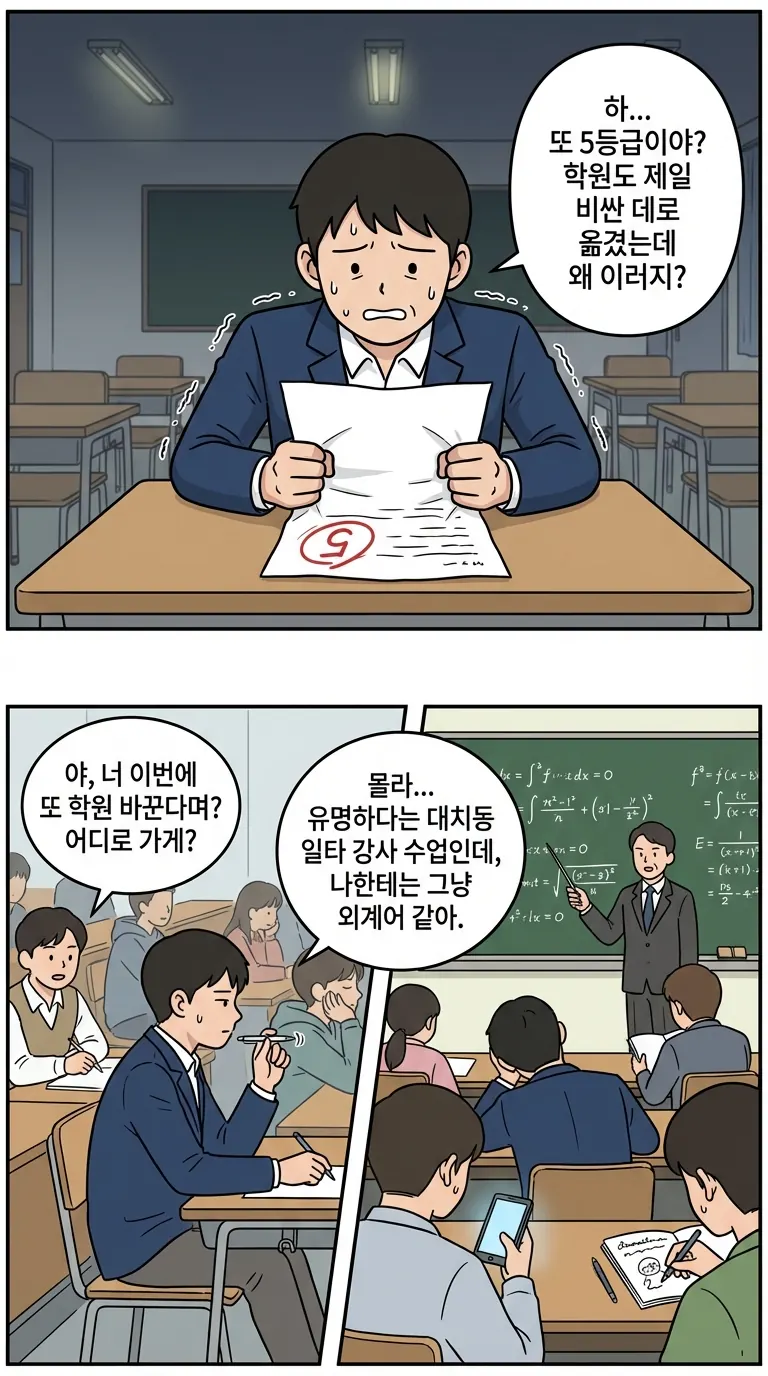 열정로드 웹툰 1화 — 학원을 바꿔도 성적이 그대로인 민준