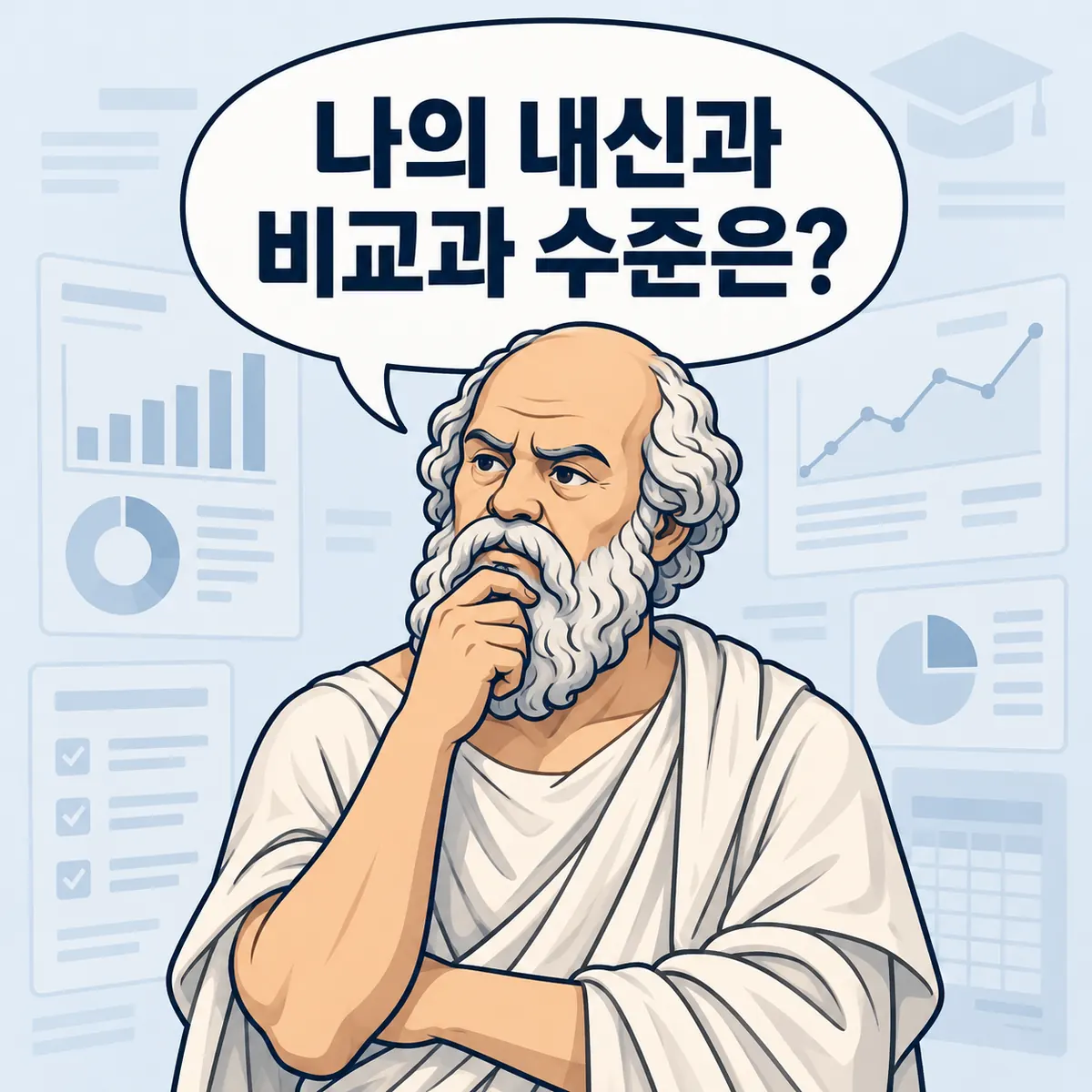 너 자신을 알라. 나의 내신과 비교과 수준은? 고민하는 소크라테스